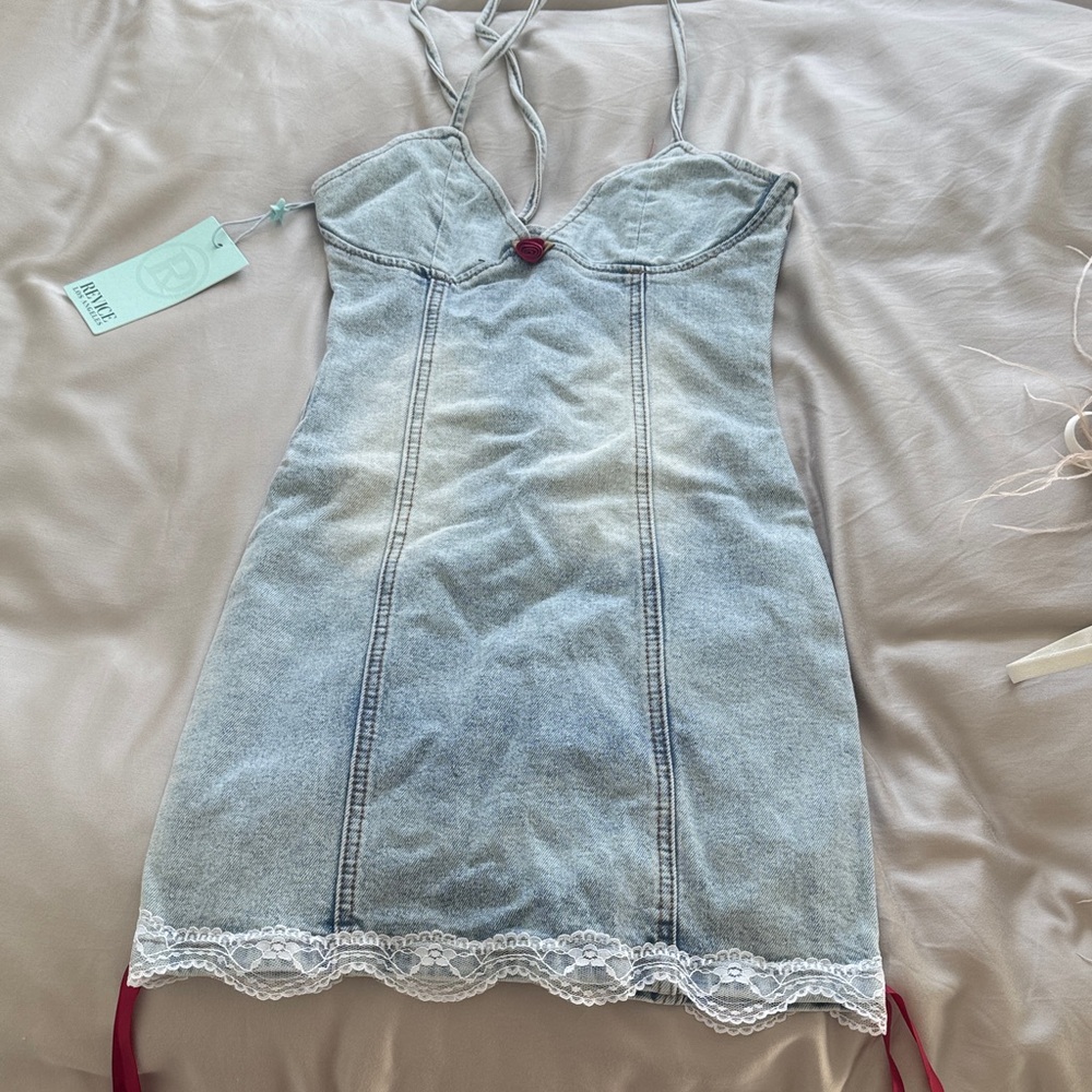 REVICE Denim Halter Dress - Charlotte Mini